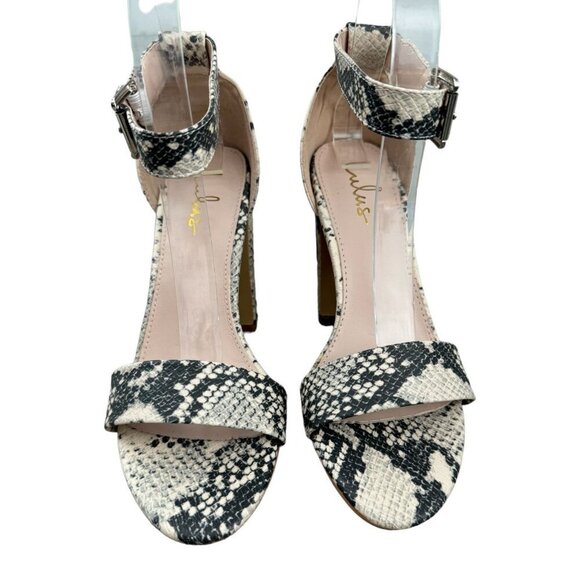 Lulu's NEW! Snakeprint Single Band Chunky Heel Sandal w Ankle Strap Women's Sz 8 - Picture 11 of 12